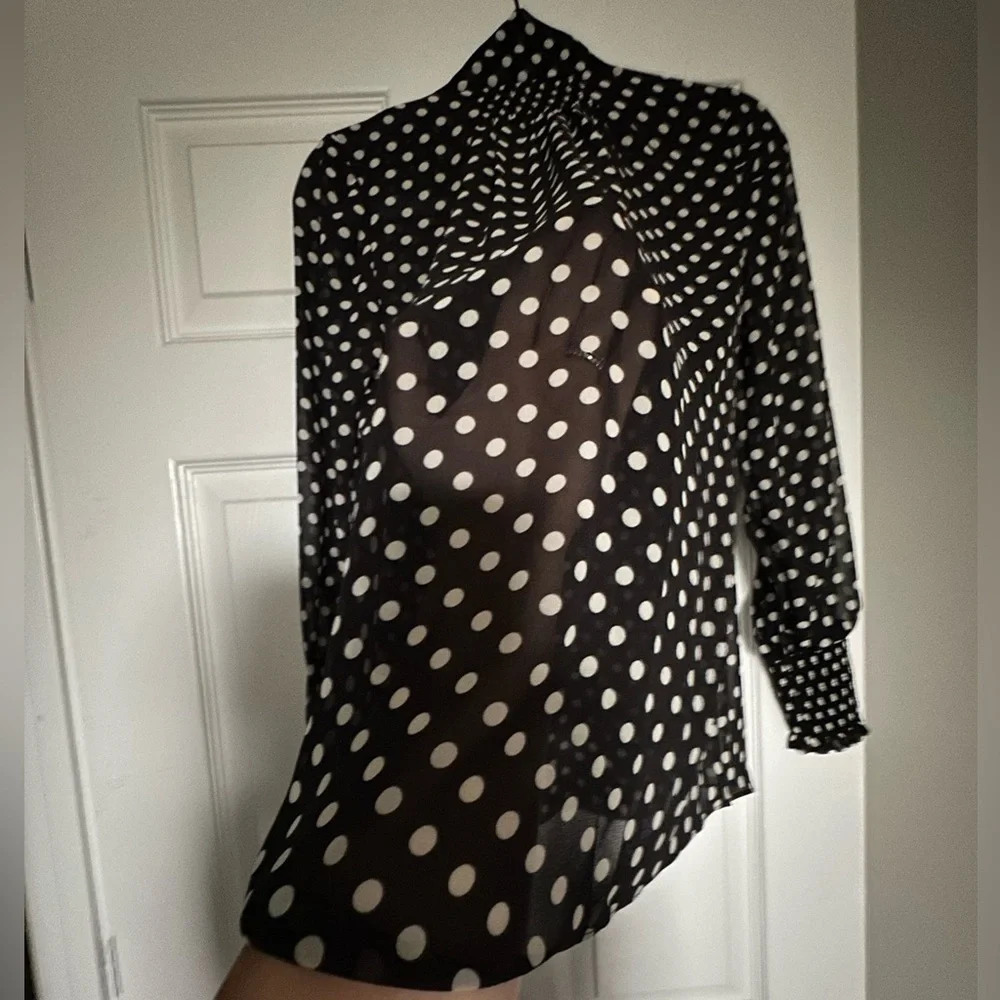 RARE KATE SPADE NWT domino dot chiffon top— size XS